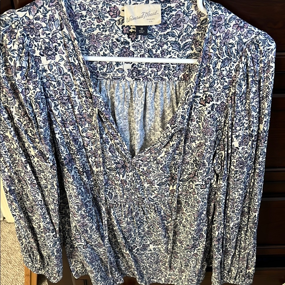 Women's Floral Blouse - Blue and Purple